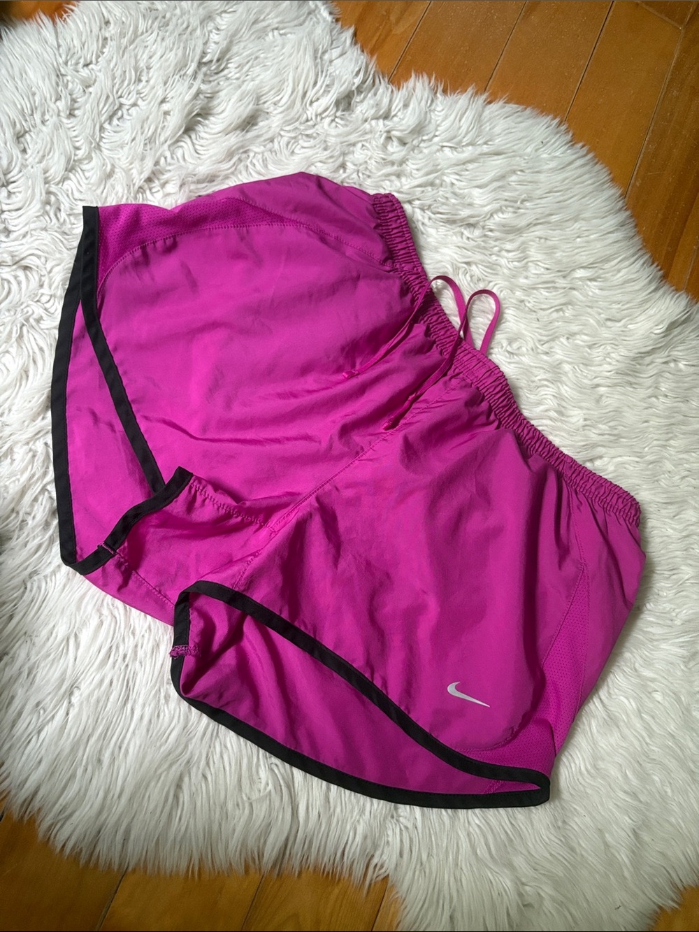 Nike Women's Bright Pink Athletic Running Shorts with Black Trim